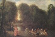 Assembly in a Park (mk05) Jean-Antoine Watteau